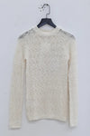 SWAYING/KNIT striped diagonal sleeve bottoming shirt SW23AW1T14 white